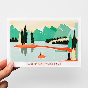 Carte postale Jasper // 4 x 6 po. Carte postale de voyage dans les parcs nationaux du Canada // Carte postale du lac Maligne fabriquée avec du papier issu de sources durables