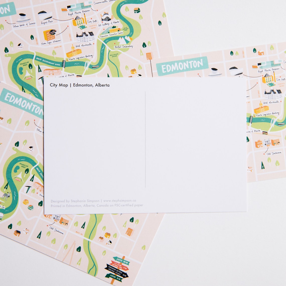 Edmonton Map Postcards // Set of 4 4x6 Postcards of Etsy