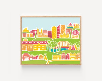 City of Edmonton Print // 8x10" Illustrated Print of Edmonton Landmark on Fine-art Paper by Illustrator Stephanie Simpson