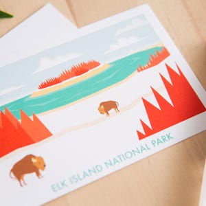 Carte postale Elk Island // 4 x 6 po. Carte postale de voyage dans les parcs nationaux du Canada // Carte postale du lac Astotin fabriquée avec du papier issu de sources durables