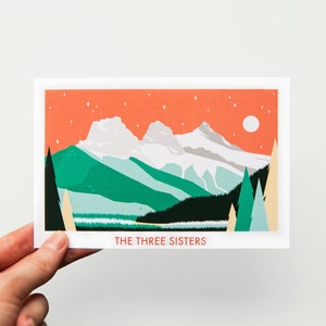 Carte postale Three Sisters // 4 x 6 po. Carte postale de voyage dans le parc national du Canada par Stephanie Simpson // Fabriquée avec du papier issu de sources durables