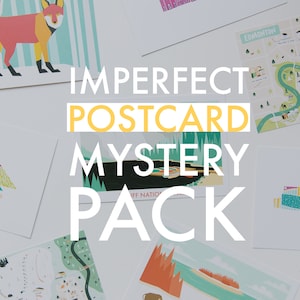 Imperfect Postcard Mystery Pack // Set of Imperfect Postcards of Neon Animals, National Parks, Architectural Landmarks, City Maps and More