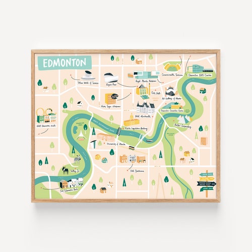 EDMONTON CITY MAP Fine Art Map Poster Modern Alberta Etsy Canada