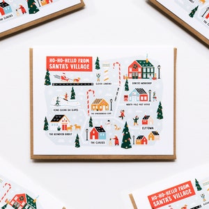 Pour Les Fêtes Le village du Père Noël | Carte de voeux vierge + enveloppe // Carte de vœux écologique