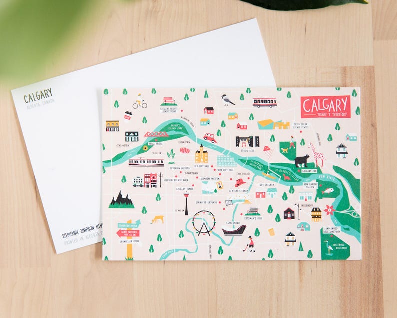 Carte postale de Calgary // Carte postale de voyage 4 x 6 po. // Carte postale de la ville de Calgary fabriquée avec du papier issu de sources durables image 2