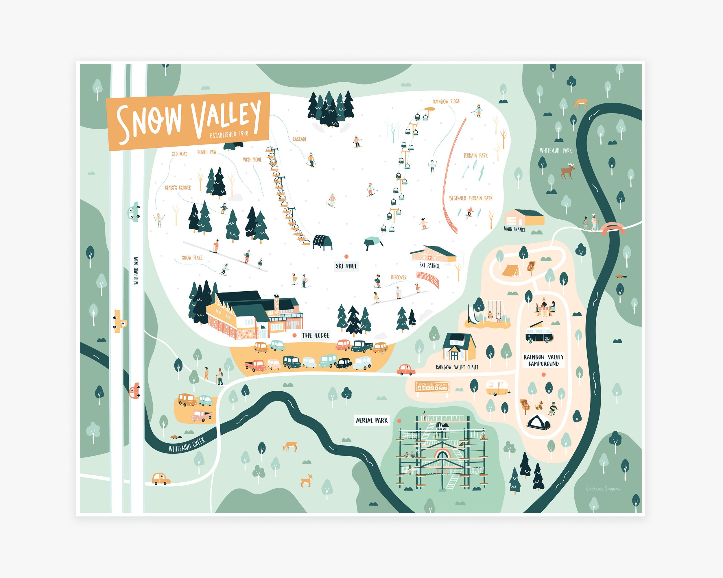 Snow Valley Map // 8x10 Illustrated Print of Edmonton Etsy