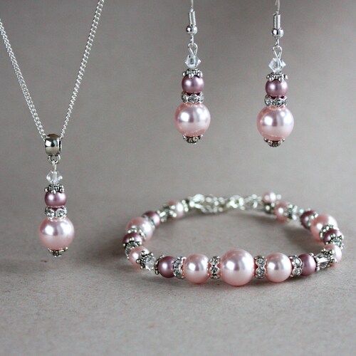 Light Pink Blush Dusky Powder Rose Swarovski Pearls Crystals - Etsy