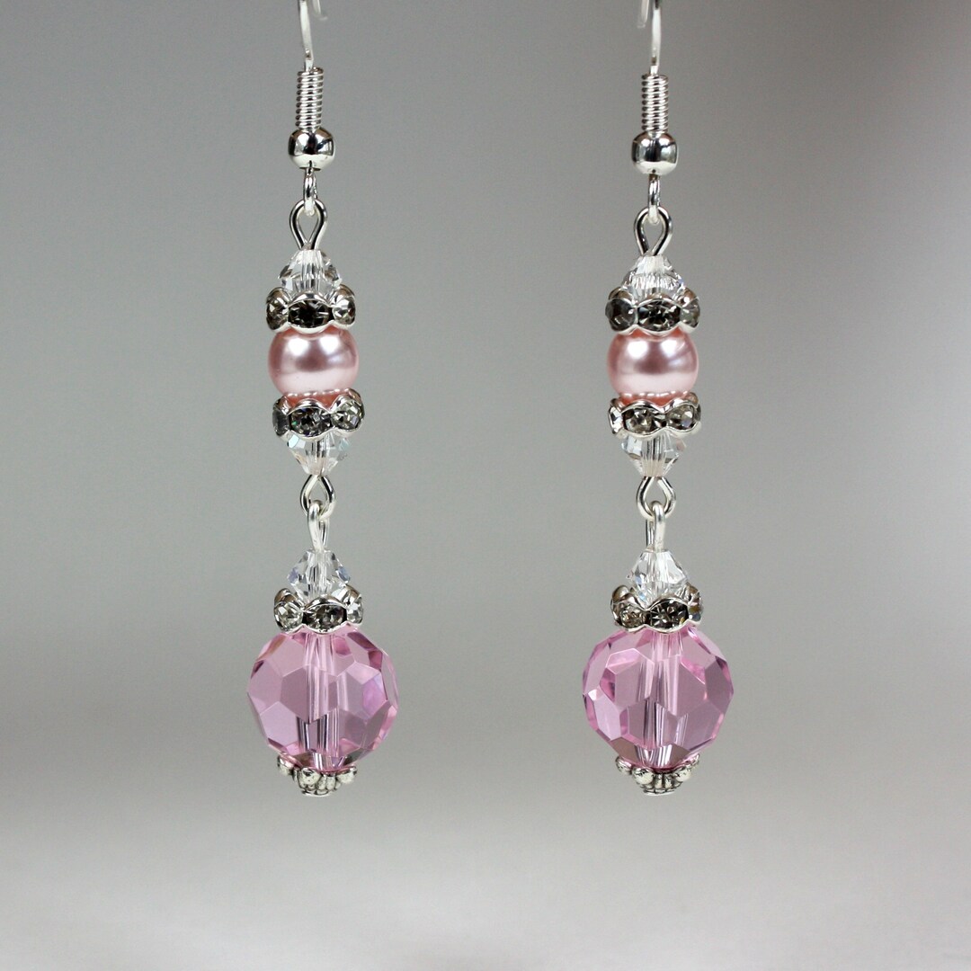 Pink Blush Swarovski Pearls Crystals Rhinestones Silver - Etsy