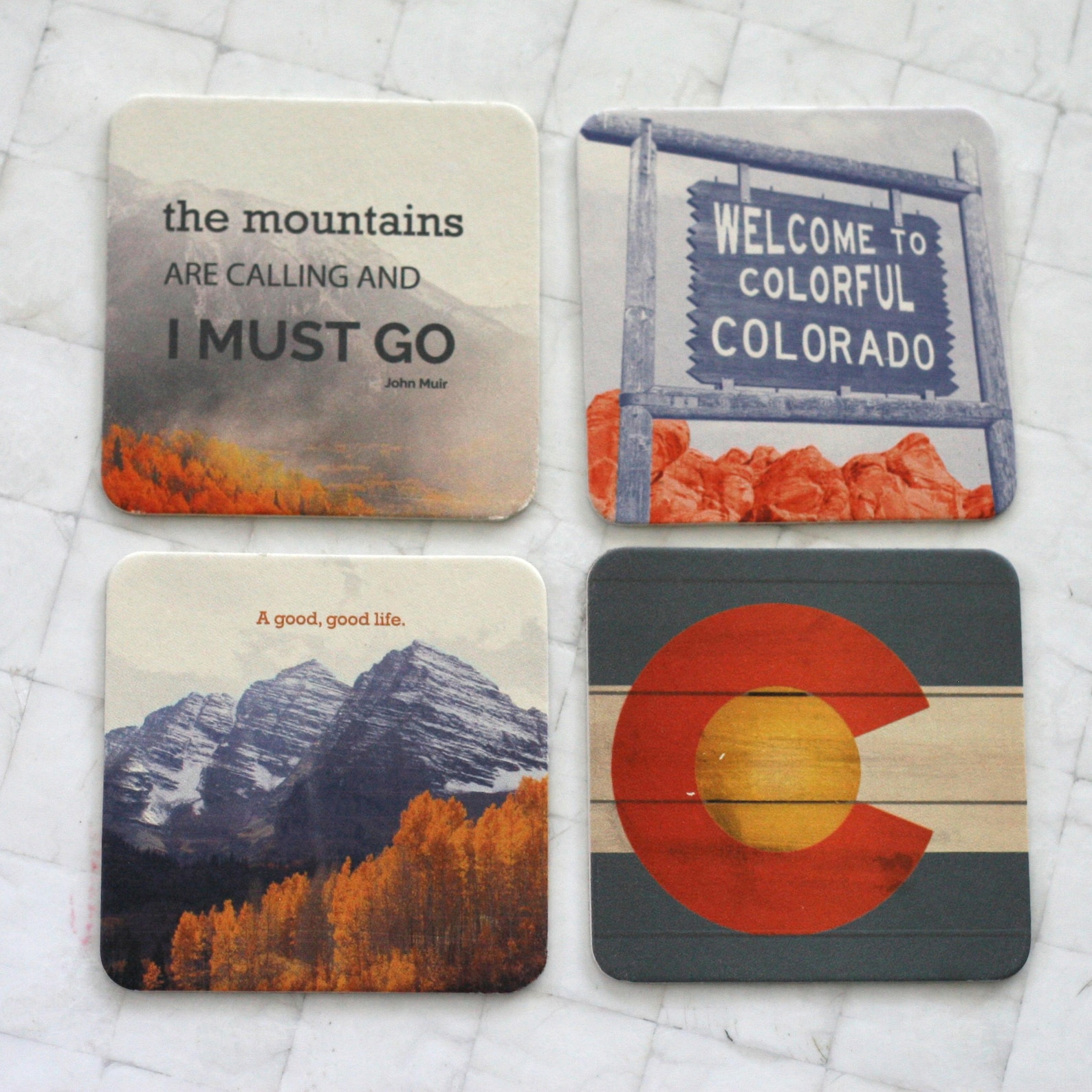 Colorado Coasters Set of 4 // Gifts for Him // Colorado Etsy