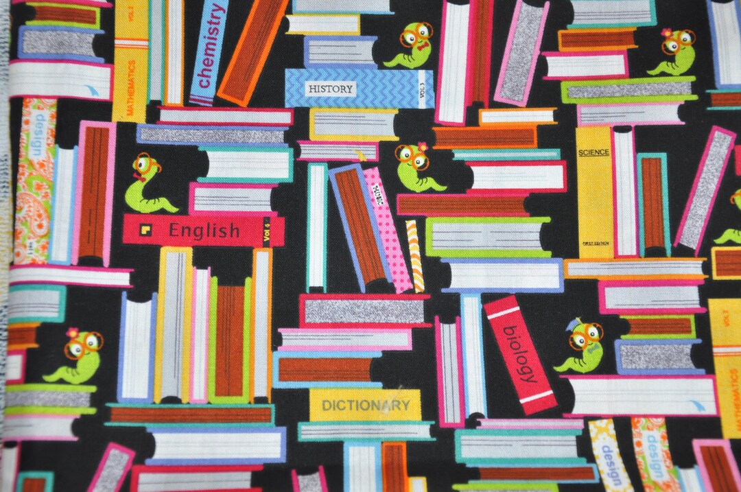 End of Bolt - Back to School Books - 100% Cotton Quilt Fabric by Fabric ...