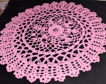Doily, Pink Crochet Cotton Thread,  13 Inches