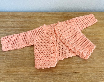 Crochet Baby Cardigan / Peach