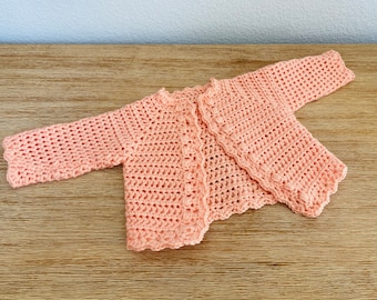 Crochet Baby Cardigan / Peach
