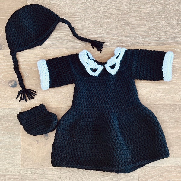 Wednesday Adams Inspired Baby Costume - Crochet Handmade