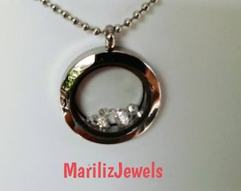 Magnetic locket with tourmalines,brilliant cut,sparkle like diamonds