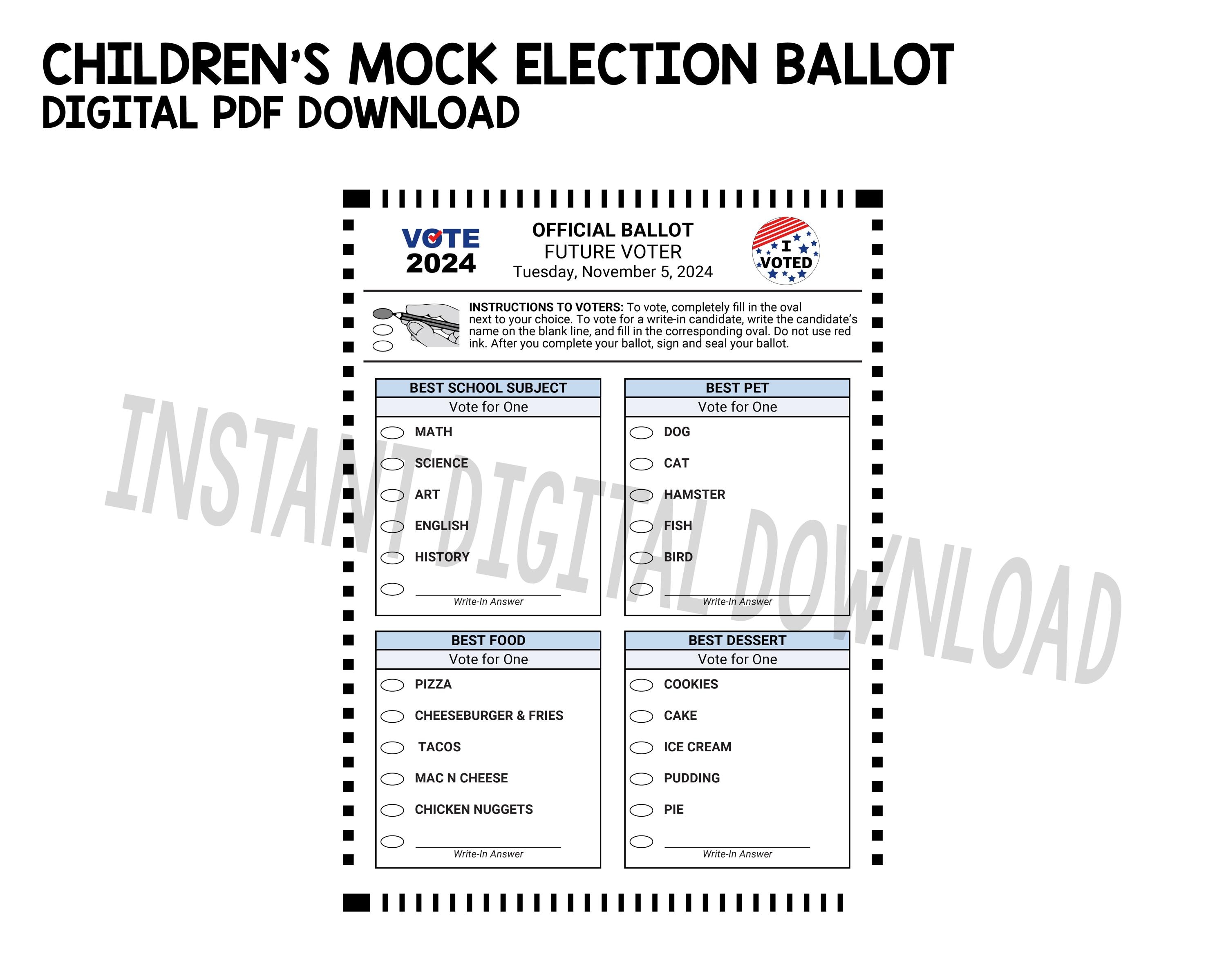 mock election ballot - instant digital download - etsy canada