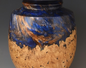 Maple burl and resin lidded box / small cremation urn