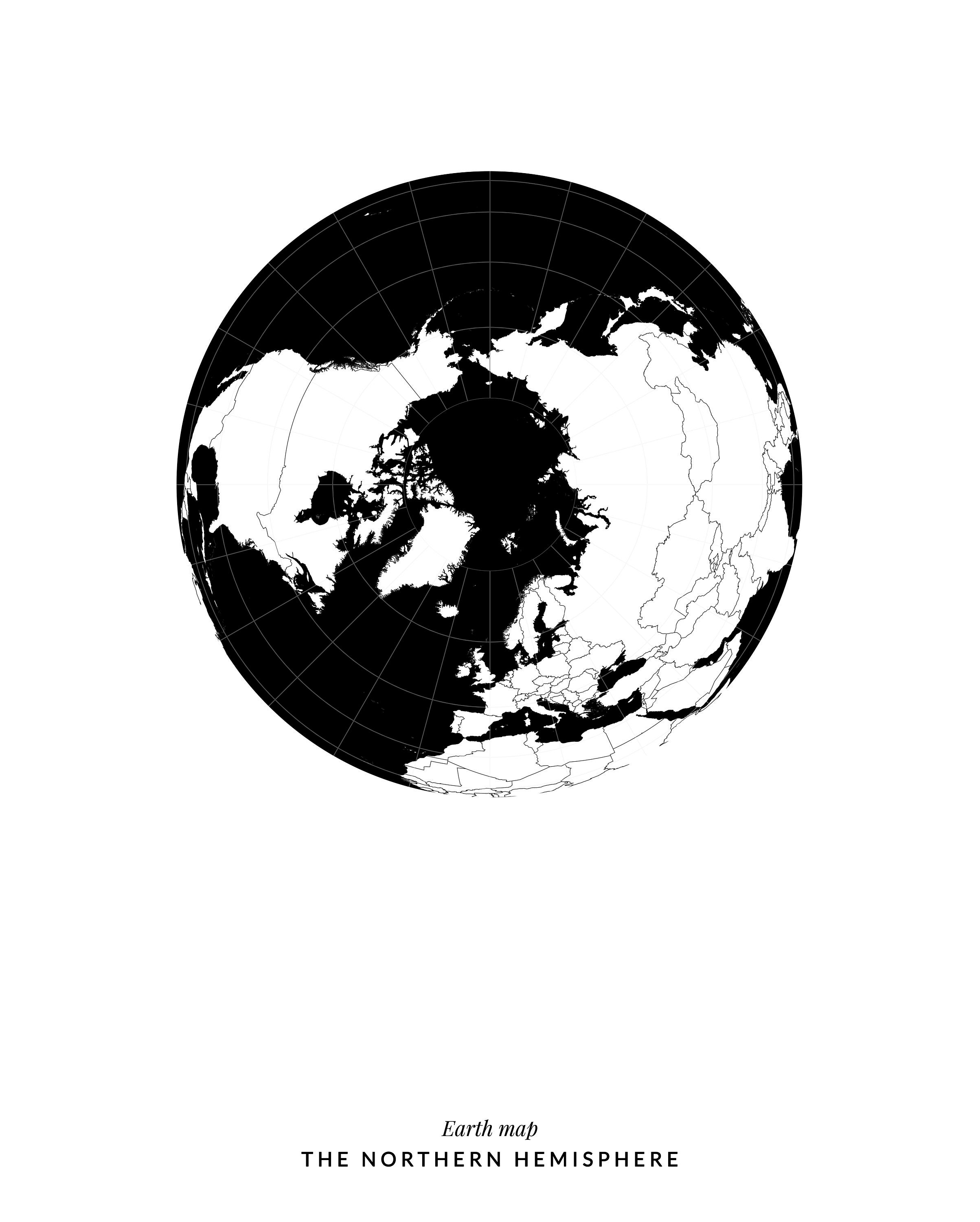 World Map Print, Polar Maps, Pole Map Print, South Pole Print, North ...