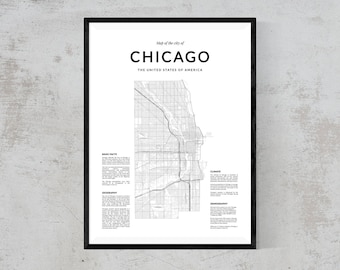 Chicago map print, Map Wall Art, Chicago map wall art, Chicago wall art, Chicago poster, Chicago map poster, Black and White print