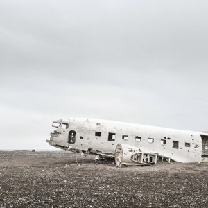 Icelandic landscape, iceland plane crash, sólheimasandur plane, iceland landscape, landscape print, iceland photography, plane photography image 2