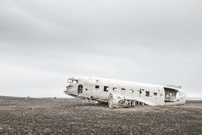 Icelandic landscape, iceland plane crash, sólheimasandur plane, iceland landscape, landscape print, iceland photography, plane photography image 2