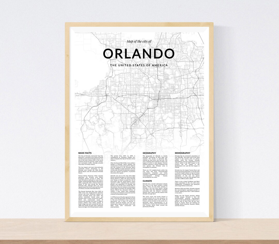 Orlando Map Print, Orlando Wall Map, Orlando Print, Orlando Poster ...