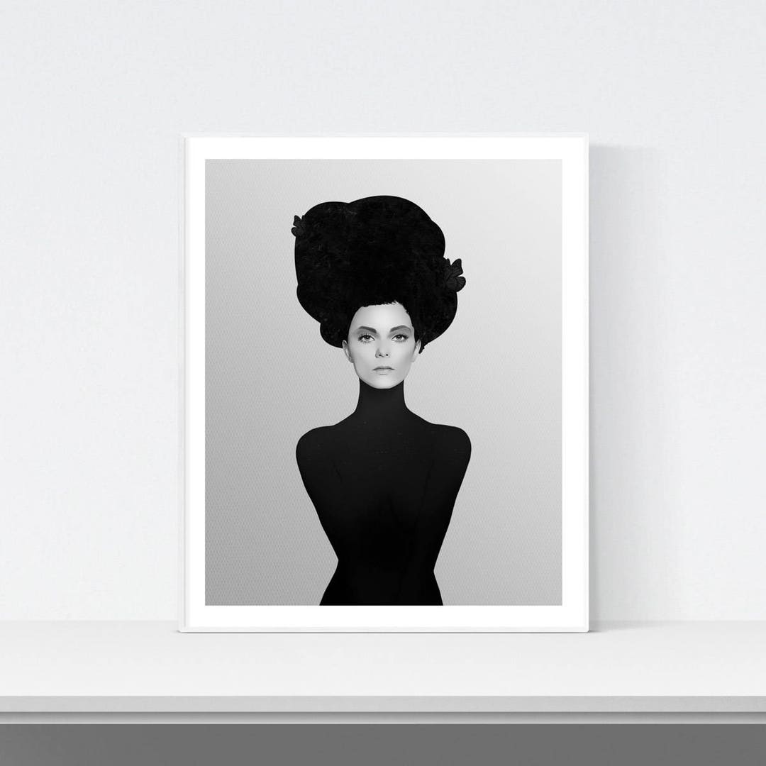 Beauty Print, Black and White Abstract Wall Art, Printable Instant