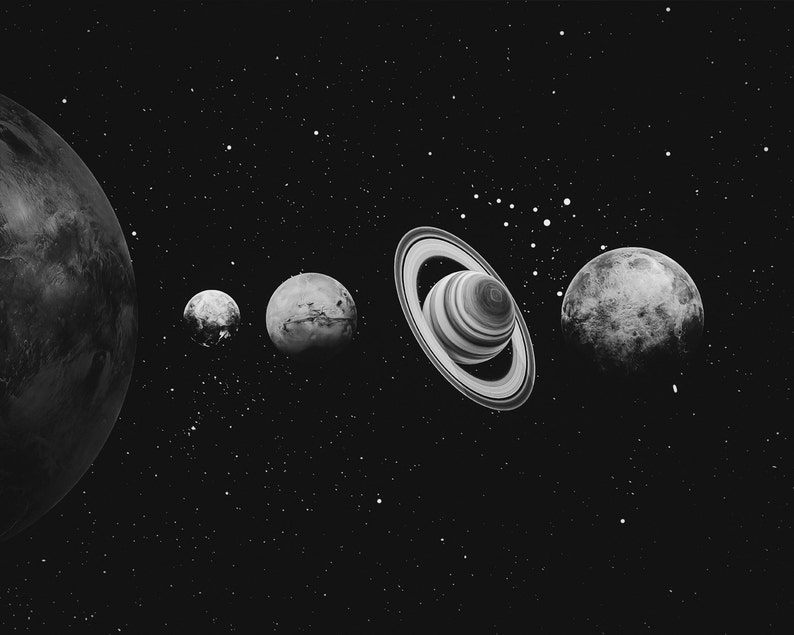 Solar System Wall Art Solar System Print Modern Art Black - Etsy