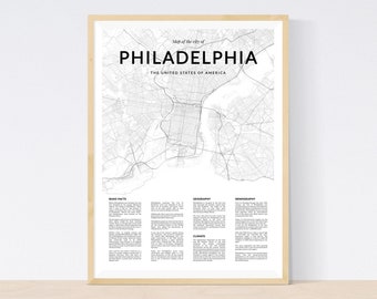 Philadelphia map print, Philadelphia wall map, Philadelphia print, Philadelphia poster, Philadelphia map, Black and White print, city map