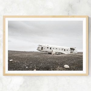 Icelandic landscape, iceland plane crash, sólheimasandur plane, iceland landscape, landscape print, iceland photography, plane photography image 1