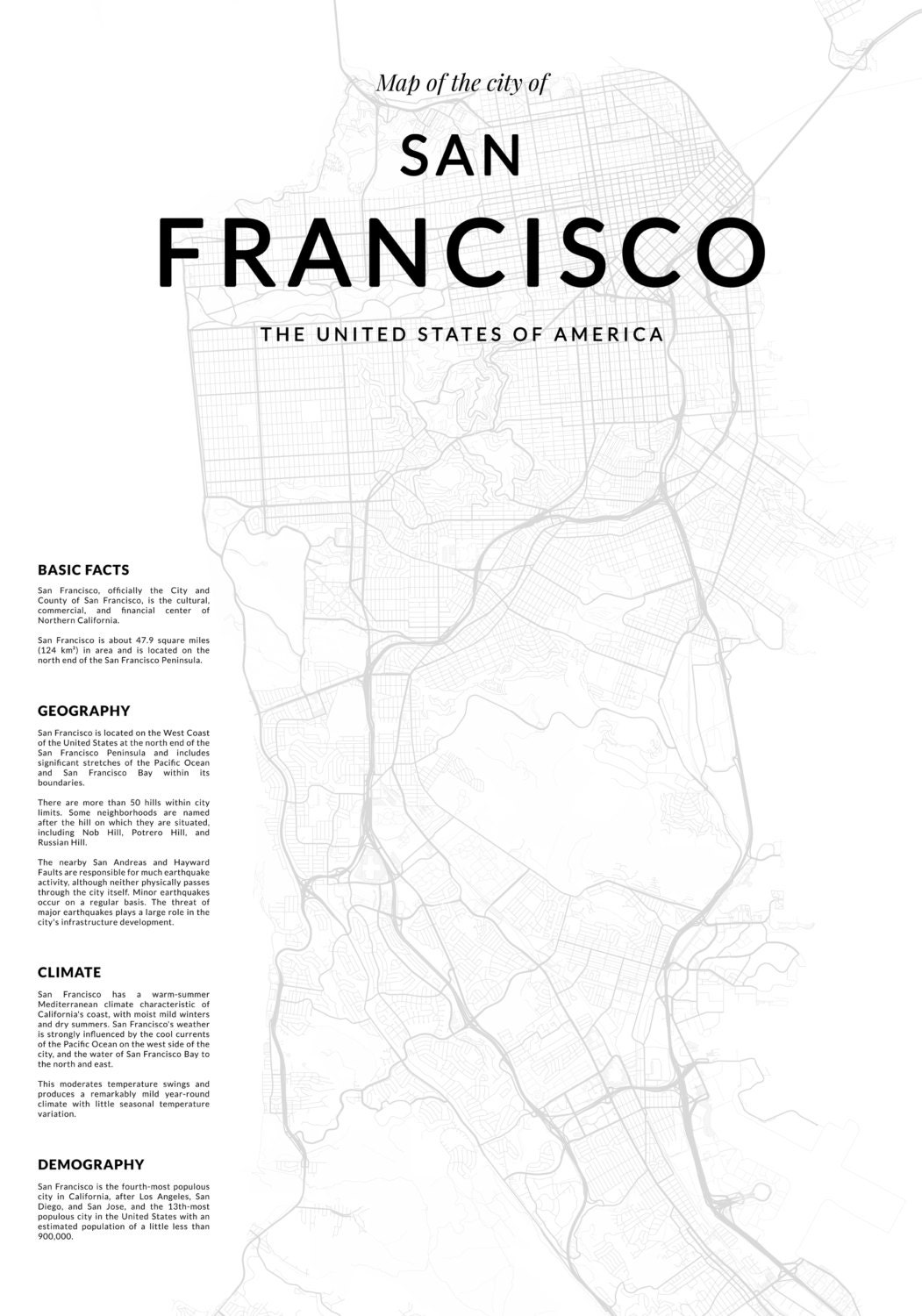 San Francisco Map Print San Francisco Wall Map San Francisco - Etsy