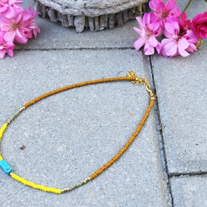 Miyuki gemstone beads choker, choker with beads, choker, miyuki choker, gemstone bead choker