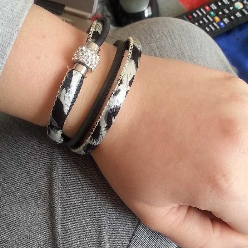 Wrap bracelet with two different leather tough bracelet leather wrap bracelet