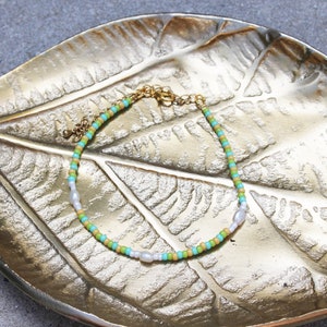 Pearl anklet, anklet with pearls and beads, beads anklet, color beads anklet