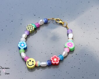 Polymer mix pearl bracelet, candy bracelet, beads bracelet