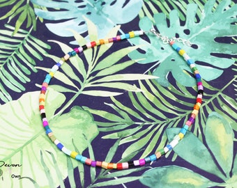 Choker with cubes beads, summery choker, cubes beads choker