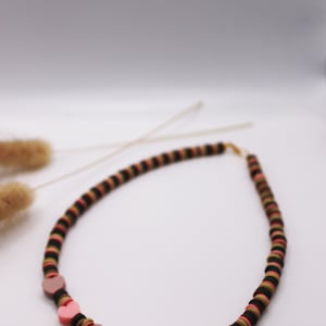 Polymer heart mix beads choker, beads heart choker, polymer choker