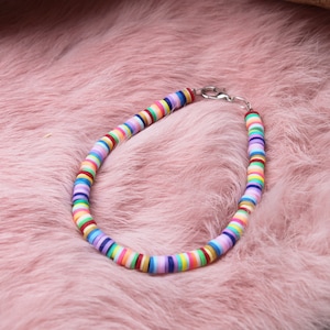 Katsuki bracelet, bracelet with flat beads, beads bracelet, neon color bracelet