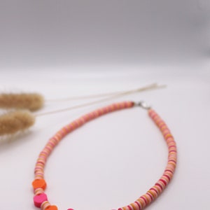 Polymer heart mix beads choker, beads heart choker, polymer choker, pink choker hearts