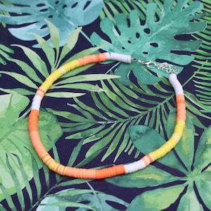 Surf choker orange/ yellow, surf cord with orange/ yellow katsuki beads, summery choker