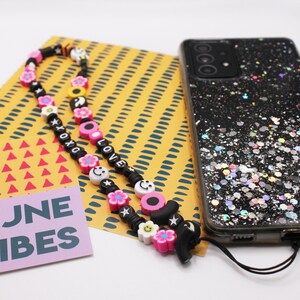 Drop zwart mix polymeer telefoonkoordje, drop telefoonkoordje, Drop black mix polymer telephone cord, drop telephone cord