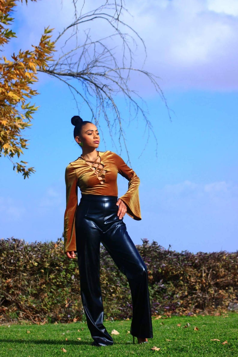 Gold velvet body suit