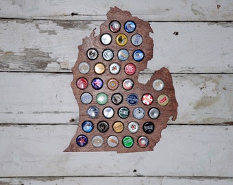 State of Michigan Bottle Cap Holder