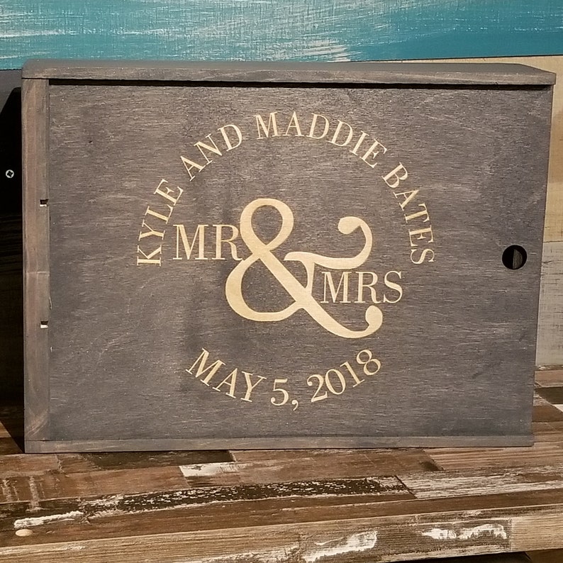 Mr. & Mrs. Three Compartment Anniversary Wine Box image 6