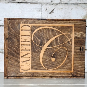 Last Name Monogram Wedding 3 Bottle Wine Box