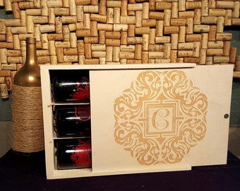 Wedding 3 Wine Box - Couvercle unique - Monogramme