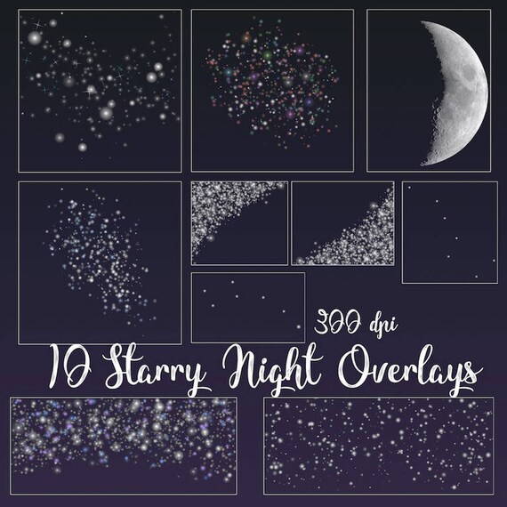 10 Starry Night Overlays Moon Overlay Stars Overlays Etsy