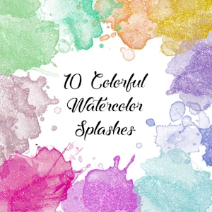 Sparkly Watercolor Splashes Clipart, Sparkly Watercolor Clipart, Glitter Watercolor Clipart, Watercolor Splash Clipart, Pink Watercolor