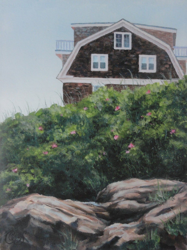 Cottage Painting Nautical Decor Maine Cottage Coastal Etsy