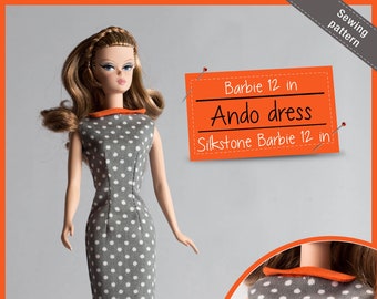 5. PDF Pattern Dress Barbie and Silkstone 12 inch (30 cm), in English and French, Sewing Tutorial Fashion Doll clothes